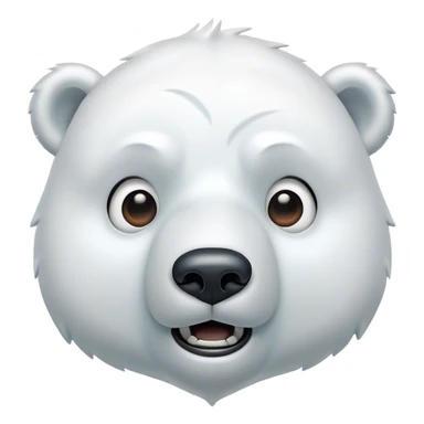 Cinematic Comical Polar Bear Portrait Emoji, Head tilted dramatically with an exaggeratedly shocked expression, featuring a robust, snowy build with wide, comically expressive eyes full of humorous disbelief, Simplified yet hilariously expressive features, highly detailed, glowing with a slightly sassy polar glow, high shine, dramatic yet playful, stylized with an air of quirky arctic attitude, soft glowing outline, capturing the essence of a meme-worthy polar bear that appears ready to side-eye its way into viral fame! sticker