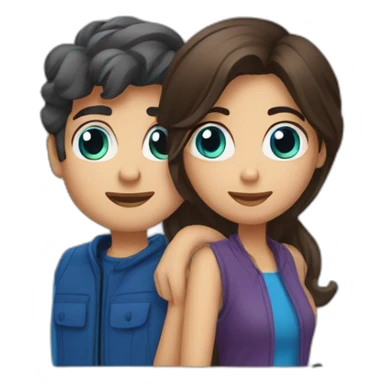 Brune couple yeux bleus  sticker