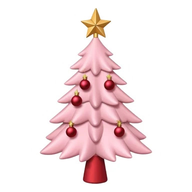 pastel pink christmas tree with red ornaments and star on top sticker