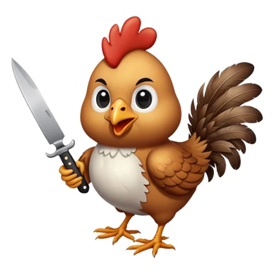 Chicken holding knife sticker