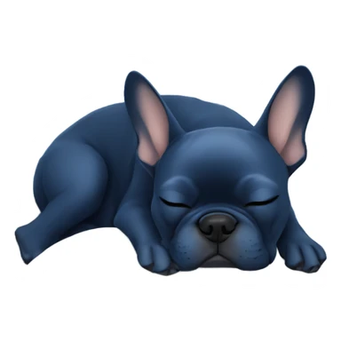 dark blue french bulldog sleeping with zzz text sticker