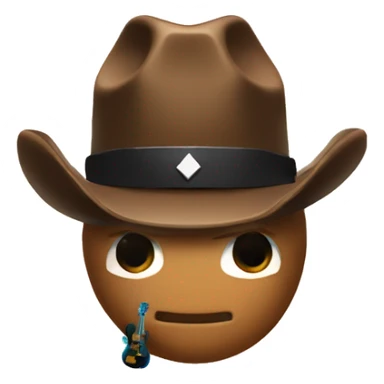 a nugget with a cow-boy hat and a roblox basic face and a guitar sticker