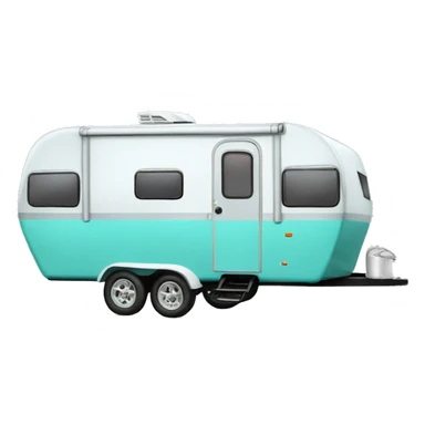 Realistic isolated tiffany blue camping trailer sticker