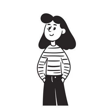 playful cartoon character, hand-drawn doodle style, simple lines, friendly expression sticker