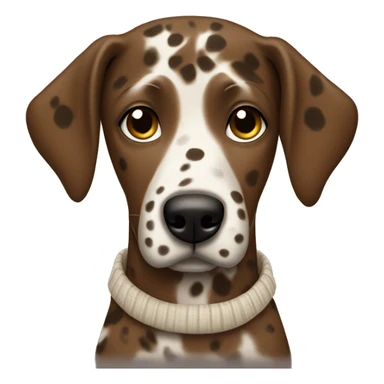 Brown Dalmatian wearing a sweater sticker