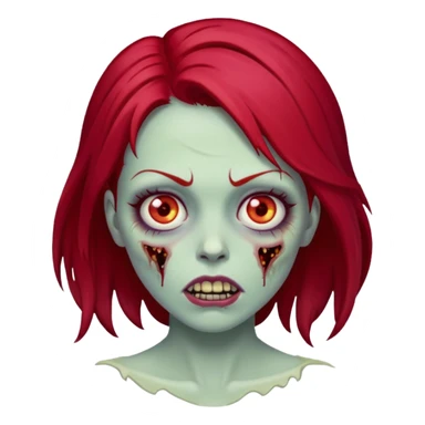 Zombie emoji woman with cherry red hair sticker