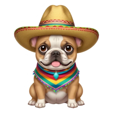 French bull dog wearing a Mexican hat and clothes  sticker
