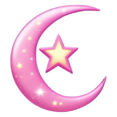 Pink sparkly crescent moon with star lights dangling  sticker