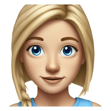 realistic portrait of smiling girl straight hair freckles blue eyes hot sticker