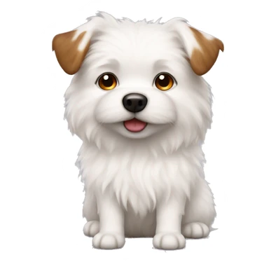 little white dog with little brown spots fluffy sticker