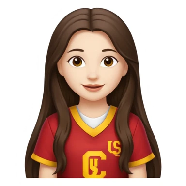 white happy long haired brunette girl in USC song girl outfit sticker