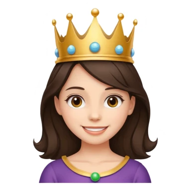 A brunette hair girl with a ball's crown smiling gently. sticker