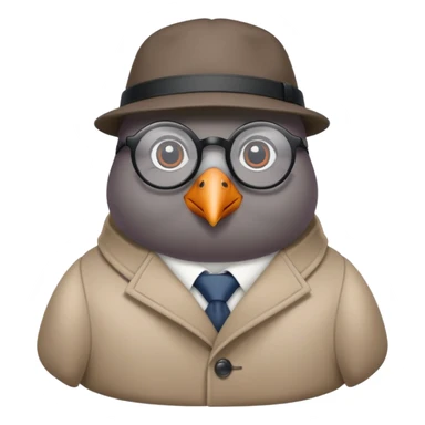 Pigeon with glasses and coat looking like a spy sticker