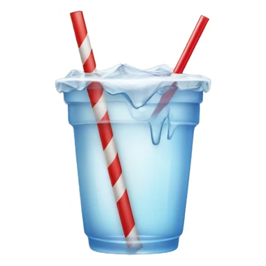 a water cup, with ice in it, and a red and white straw, transparent background sticker
