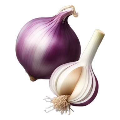 A garlic cooking an onion sticker