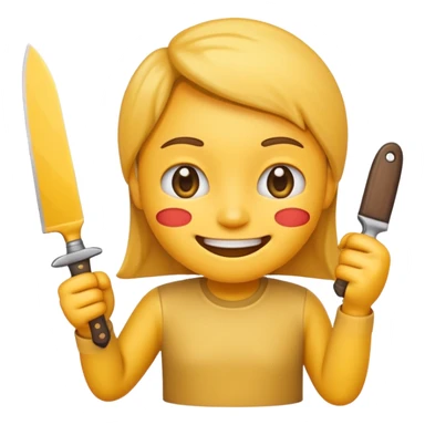 normal smile emoji 🙂 holding knife emoji in right hand sticker