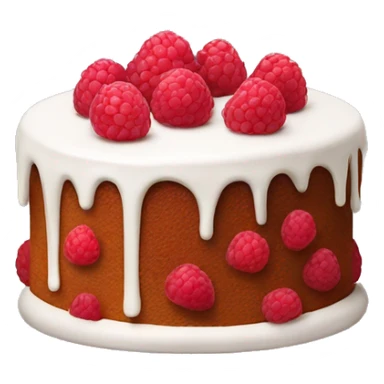 cake with white frosting and raspberries sticker