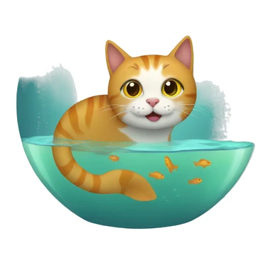 Cat in a fish bowl sticker