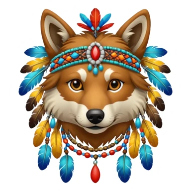 Shamanic Tribal Feathery Beaded All Dressed Up Colorful Patterned Marked Wild Feral Natural Realistic Canine (full body) sticker
