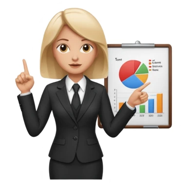lawyer woman, giving a presentation, pointing at a chart, courtroom setting, assertive sticker