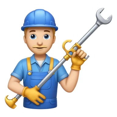 pricing emoji for plumbers, blue color, includes a wrench or pipe sticker