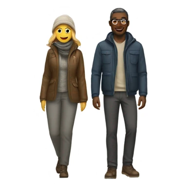 Woman and man in stylish outdoor attire sticker