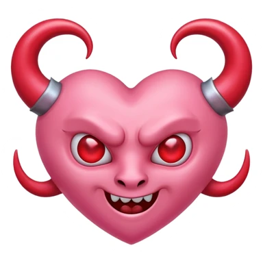 a plain pink heart with demon horns on it sticker