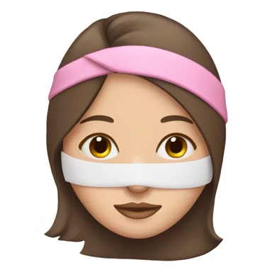 A brunette girl white skin sleeping and wearing a pink sleep mask  sticker