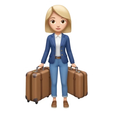 woman carrying a suitcase portrait, head and shoulders only, suitcase handle visible near shoulder, casual travel outfit, confident expression, travel vibe, 3D cartoon style, mobile game icon style, clean background, no text, no watermark
 sticker