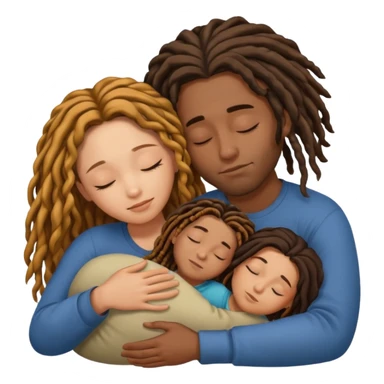 sleeping biracial couple (black male with caramel skin and dreads and hispanic female with fair skin and long brunette hair) with no child sticker