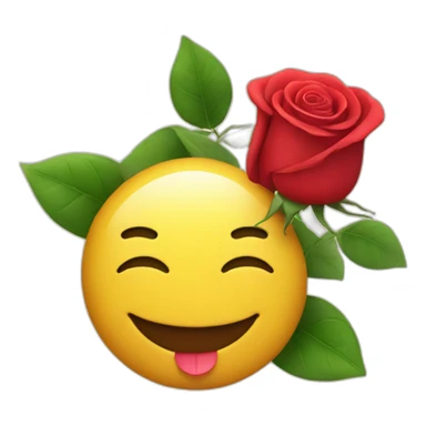 wink smiley and red rose sticker
