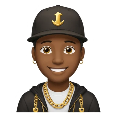 black guy with golden chains earpiercins and a snapback cap sticker
