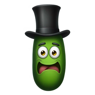 Pickle with a top hat sticker