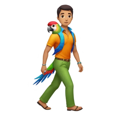 Walker + parrot on shoulder, Pet Walkers, Full body with walk pose sticker