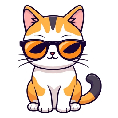 Calico Cat with sunglasses sticker