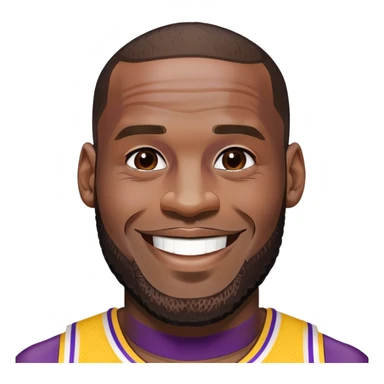 LeBron James face with a big smile and Lakers purple and gold colors sticker