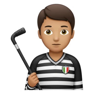 Blind hockey referee skating with a blind person’s cane sticker