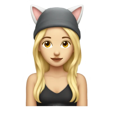 Blonde Girl with cat ear hat on sticker
