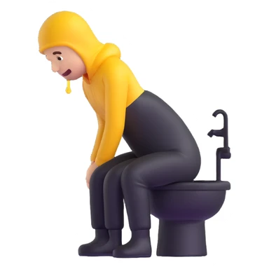 person peeing black liquid, 3D emoji style sticker