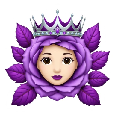 Purple rose with silver tiara and a purple emblem leaf wreath sticker