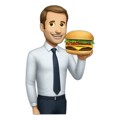 Macron qui mange un hamburger sticker
