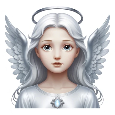 Cinematic Angel, Ultra realistic 32k HD, hauntingly beautiful, Balanced features, highly detailed, glowing with silver light, high shine, remembrance, a painting of white silver, fanciful, enchanting, ghostly. The image is so lifelike it feels as though it could leap off the canvas at any moment sticker