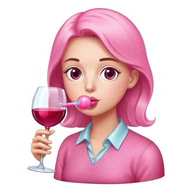 Wine glass blowing bubblegum sticker