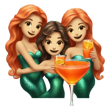 Three beautiful mermaids drinking aperol  sticker