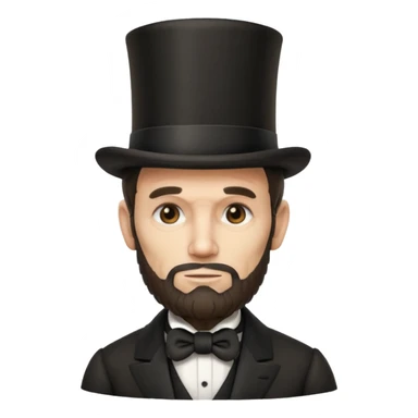 thinking emoji with Abraham Lincoln's top hat and beard, contemplative and slightly humorous sticker