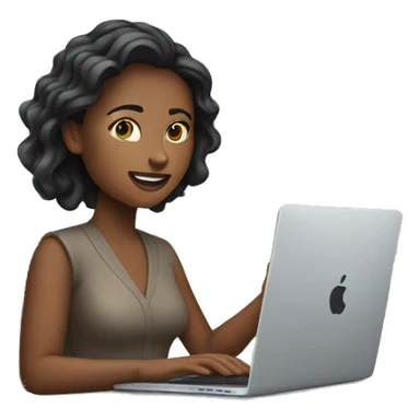 Woman working with macbook sticker