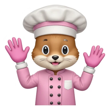 animal with pink chef costume sticker