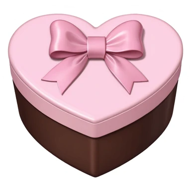 pale pink heart box, pale pink bow, filled with chocolates inside sticker
