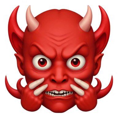 Creppy devil with raised eyebrows and shushing sticker