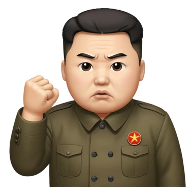 Kim Jong Un from North Korea with angry pout on face and shaking fist sticker